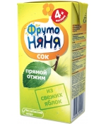 Сок ФрутоНяня Яблоко прямой отжим с 4 мес. 200 мл