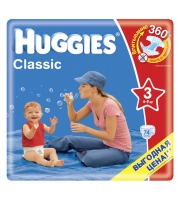 Подгузники Huggies Classic Mega 4-9кг, 74 шт.