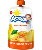 Пюре Агуша Мультифрукт с 6 мес. 90 г (пауч)