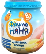 Пюре ФрутоНяня Цыпленок с овощами с 8 мес. 100 г