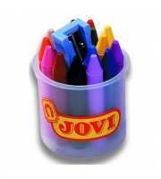 Карандаши восковые Jovi в банке 16 цветов +точилка