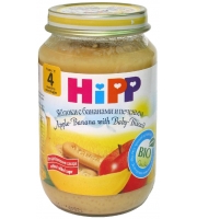 Пюре Hipp Яблоки с бананами и печеньем 190г