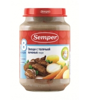 Пюре Semper овощи с телячьей печенью с 8 мес. 190 гр.