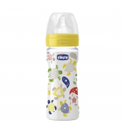 Бутылочка Chicco пластиковая, силиконовая соска, с 2 мес. 250 мл