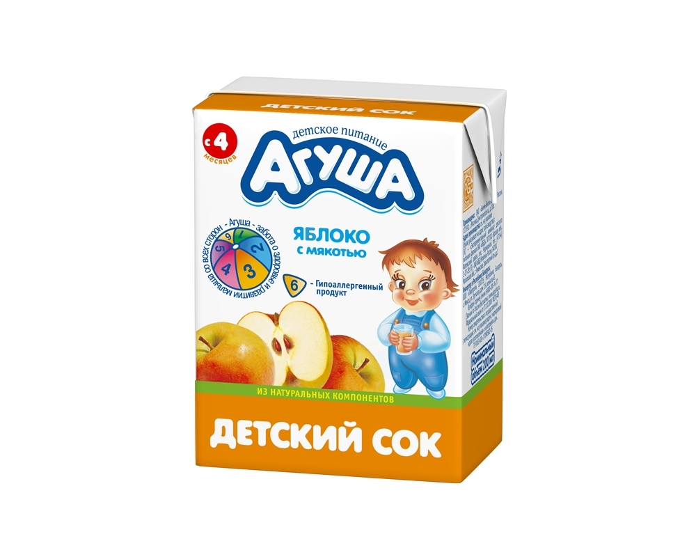 Сок Агуша Яблоко с мякотью с 4 мес. 200 мл.