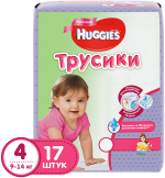Трусики-подгузники Huggies для девочек 4 (9-14 кг) 17 ш…