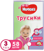 Трусики-подгузники для девочек Huggies 3 (7-11 кг) 58 ш…