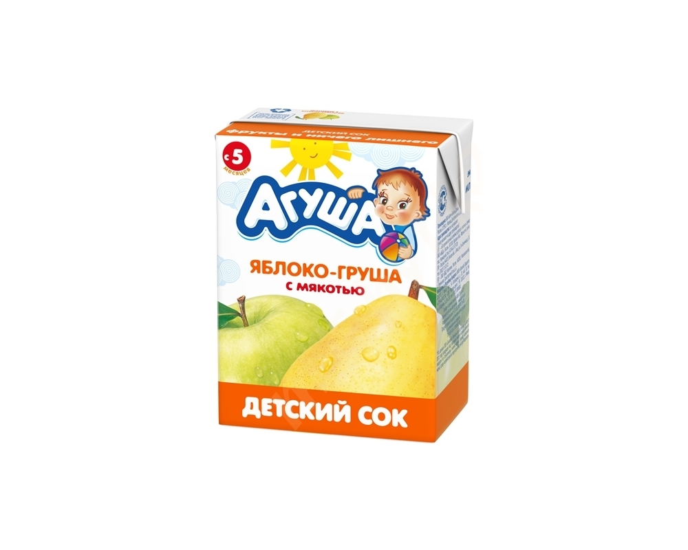 Сок Агуша Яблоко и груша с мякотью с 5 мес. 200 мл.