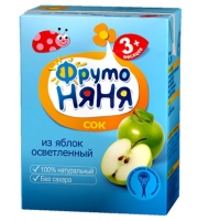 Сок ФрутоНяня Яблоко осветленный с 3 мес. 200 мл. б/сах.