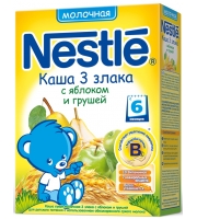 Каша Nestle 3 злака яблоко груша с 6 мес. 250 гр. мол.