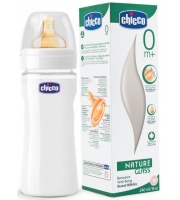 Бутылочка Chicco Well Being &quot;Nature Glass&quot; с латексной соской с 0 мес. 240 мл.
