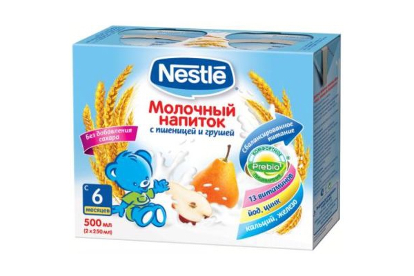 Молочный напиток Nestle с пшеницей и грушей с 6 месяцев 250 мл. 2 шт.