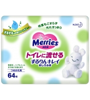Детские влажные салфетки Merries Flushable 64 шт. запасной блок