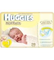 Подгузники Huggies Newborn 0-5 кг, 28 шт.