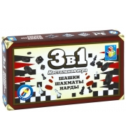 Настольная игра 3 в 1 1toy (шашки+шахматы+нарды)