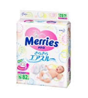 MERRIES Подгузники для детей размер S 4-8 кг/ 82 шт.