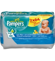 Салфетки  влажные Pampers Baby fresh сменный блок 2*64 шт