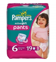 Трусики Pampers Active girl 16+ кг,  19 шт
