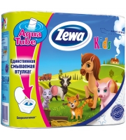 Туалетная бумага Zewa Kids трехслойная, 4 рулона