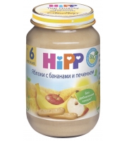 Пюре Hipp Яблоки с бананами и печеньем с 6 мес. 190 гр. б/сах.