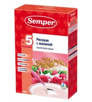 Каша Semper Рисовая с малиной молочная, 250 г.