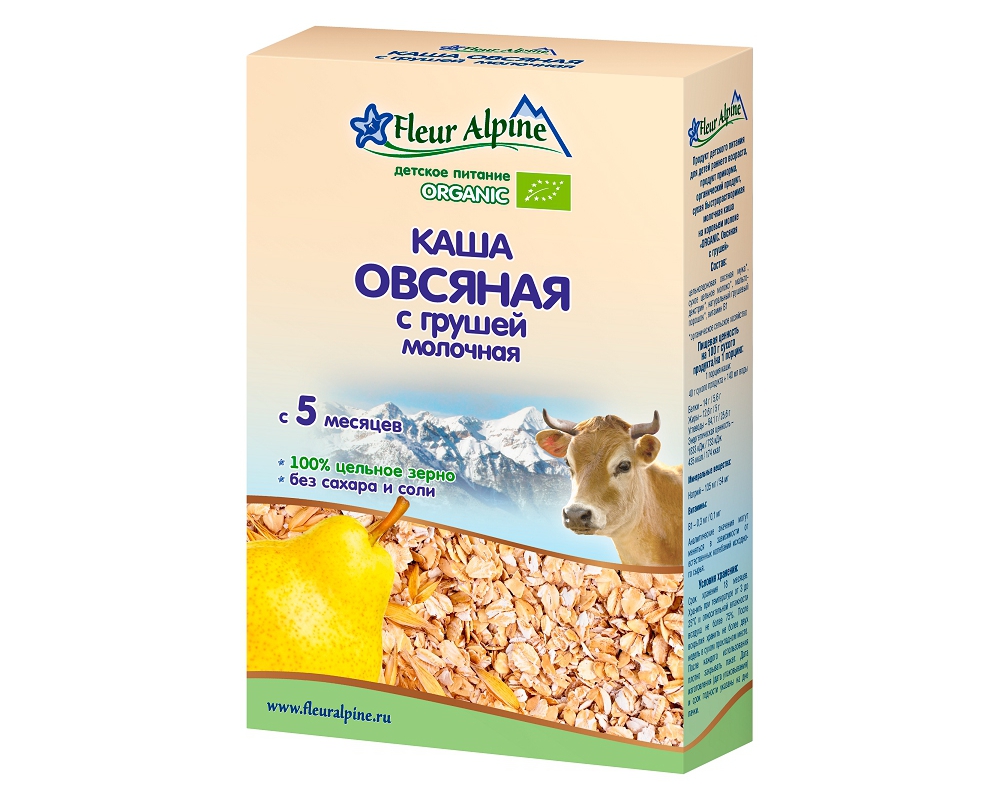 Каша Fleur Alpine Organic овсяная с грушей с 5 мес. 200 гр. мол.
